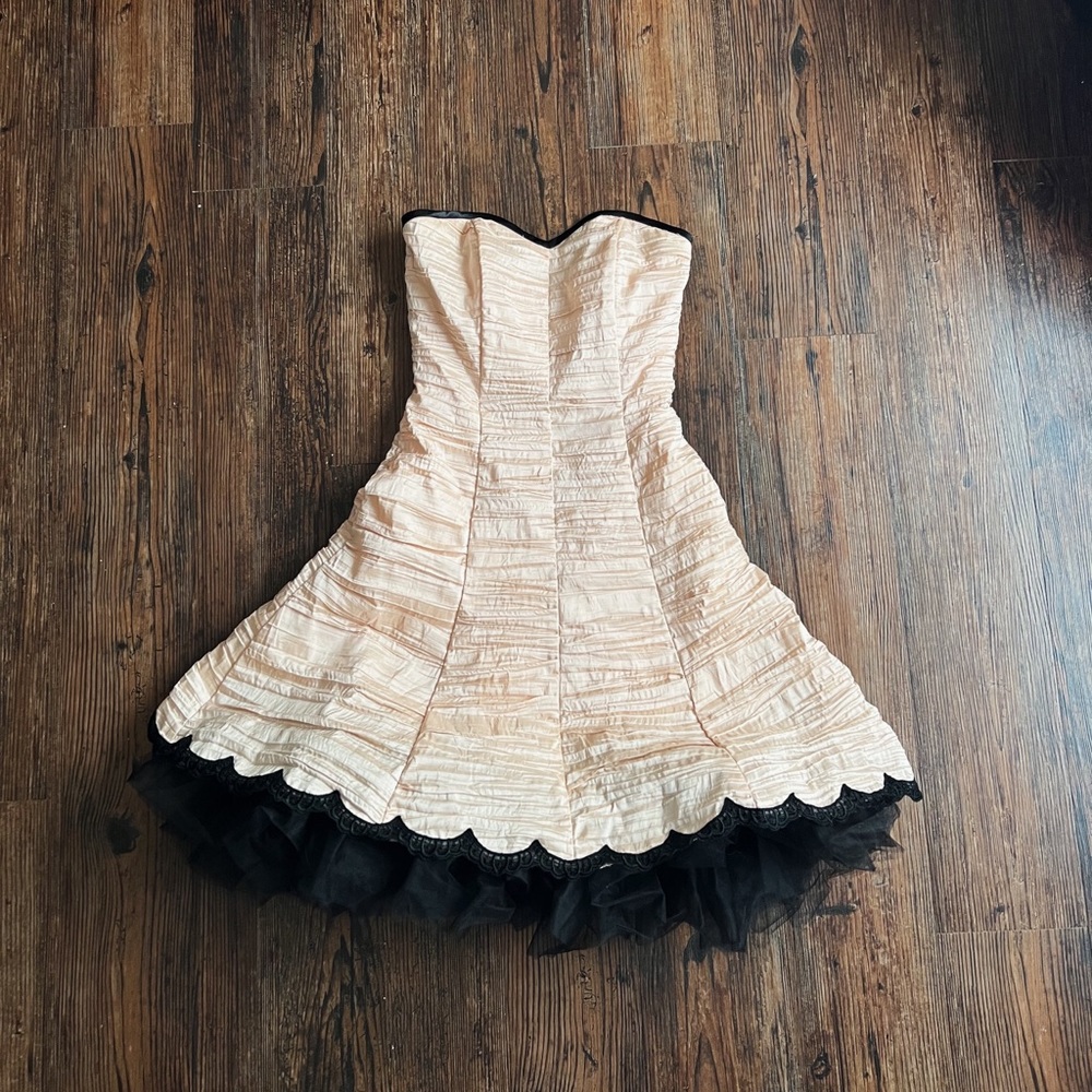 Vintage Shabby Chic Jessica McClintock Pink Tulle Strapless Dress